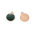 Macro view of round glitter charms with gold alloy radial texture on the back - A4-487-round-green/16*14mm/1.19g