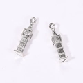 Vintage silver Big Ben clock tower charms for DIY jewelry making and punk necklaces - Antique Silver / 26*5mm / 2.14g