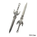 Set of two vintage silver alloy long sword pendants for DIY jewelry crafting 59x12mm - A4-319-antique Silver/59*12mm/2.21g