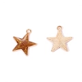 Macro view of star-shaped alloy charms featuring golden glitter filling and textured back - A4-486-pentagram-yellow/18*16mm/0.74g