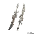 Vintage silver alloy sword pendant 59x10mm with dragon relief for DIY jewelry making - A4-320-antique Silver/59*10mm/3.03g