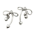 Paar antieke zilveren strik- en hartbedeltjes voor het maken van DIY sieraden - Harthanger Strik Stijl (Alleen hanger (zonder ketting)) (A4-428)