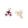 Detail view showing front and back of star charms with purple enamel and gold finish - Purple / 18*14mm / 0.58g
