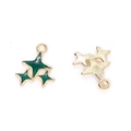 Détail de pendentifs étoiles en émail vert foncé avec bases dorées pour bijoux DIY - Vert / 18 X 14 Mm / 058 G