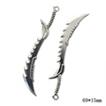 Vintage silver alloy saw-toothed saber sword pendant 69x15mm for DIY jewelry making - A4-323-antique Silver/69*15mm/3.52g