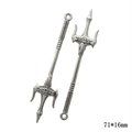 Pair of antique silver trident sword charms for DIY jewelry making 71x16mm - A4-324-antique Silver/71*16mm/2.86g