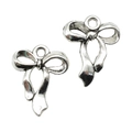 Paar vintage zilveren strikbedeltjes van legering voor DIY-sieraden maken - Gladde Lijnen Strik Stijl (Alleen hanger (zonder ketting)) (A4-432)