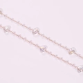 Golden DIY chain featuring iridescent heart beads and elegant white round pearls - KC Gold Heart Pearl Chain (A5-001)