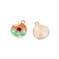 Pendentifs beignet en émail avec design mordu et détails de glaçage vert coloré - Style Donut au Trèfle (A5-027)