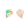 Detail of Irish shamrock hat pendant charms with green white orange enamel for DIY jewelry - Shamrock Balloon Style (A5-017)