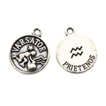 Retro silver Aquarius constellation pendant for DIY jewelry making and necklace crafts - Aquarius Style (10) / 1 Piece (15x12mm) / Antique Silver