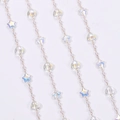 Golden DIY jewelry chains with white pearls and iridescent star heart pendants - 1m / KC Gold