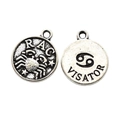 Vintage silver alloy Cancer zodiac pendants for DIY jewelry making and necklaces - Cancer Style (11) / 1 Piece (15x12mm) / Antique Silver