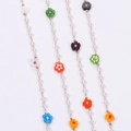 Colorful acrylic flower and pearl bead chains for DIY jewelry making and accessories - Meter / KC Gold