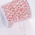 DIY pearl and pink heart crystal bead chain on a gold spool for jewelry making - Pink Heart Style (KC Gold)