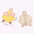 Cartoon chick pendant in alloy drip oil with pink star glasses for Easter jewelry making - A5-073