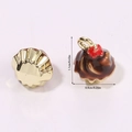 Macro shot of 3D miniature cupcake charm with dimensions showing 1.1cm height - Strawberry Cake Brown (A5-078)