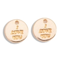Golden 10mm round alloy charms with engraved I Love You text for DIY jewelry making - Kc Gold / 10*10mm / 0.53g