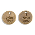 10mm round alloy I LOVE YOU charms in antique bronze finish for DIY jewelry making - Antique Bronze Color / 10*10mm / 0.53g