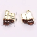 Macro shot of 3D miniature chocolate bar pendant with gold base for DIY jewelry making - Chocolate (A5-080)