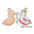 Emaille eenhoorn hangers voor DIY sieraden, 1,8cm regenboog bedel met goud metaal - Regenboog Eenhoorn Dobber (A5-119)