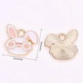 Front and back detail of bunny enamel charm with flower glasses and 1.4cm size specs - A5-068