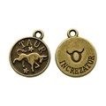 Vintage bronze Taurus zodiac charm pendant with bull relief for DIY necklaces - Taurus Style (2) / 1 Piece (15x12mm) / Antique Bronze