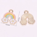 Rainbow and white flower alloy enamel pendant with front and back views for jewelry making - A5-066