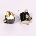 Miniatuur koffiekopje hanger van zwart emaille met goudkleurige rand van 1,1x1,2 cm - Theekopje Zwart (A5-075)