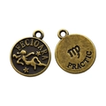 Vintage bronze Virgo zodiac pendant with Romanian Fecioara engraving for DIY jewelry - Virgo Style (3) / 1 Piece (15x12mm) / Antique Bronze
