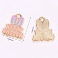 Front and back detail of enamel Easter bunny pendant with dimensions 1.4cm by 1.7cm - A5-060
