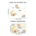 Detailed wall sticker layout showing sleepy sheep and moon size specifications - Cartoon Sheep Moon Star Style (FX-E190)