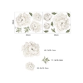 Detailed dimensions of watercolor white peony flower and green leaf wall stickers - Watercolor Peony Style (FX-E219)