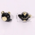 Gedetailleerde afmetingen voor miniatuur theepot hangers in zwart email en goud - Theepot Zwart (A5-074)