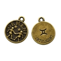 Vintage bronze Gemini zodiac coin pendant with detailed engraving for DIY jewelry - Gemini Style (4) / 1 Piece (15x12mm) / Antique Bronze