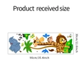 Detailed size chart of cartoon forest animals wall decals showing 90x30cm dimensions - 30*90CM/FX-D438