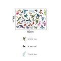 Dettaglio degli adesivi murali con colibrì e farfalle con indicazioni delle dimensioni - 40*60CM/FX-E224