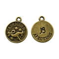 Vintage bronze Capricorn zodiac charm pendant with sea-goat relief and astrology symbol - Capricorn Style (6) / 1 Piece (15x12mm) / Antique Bronze