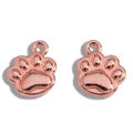 Rose gold metal animal paw print pendants for DIY necklaces or bracelets, set of two - 11*10mm / Rose Gold