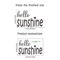 Detalle de las dimensiones del vinilo Hello Sunshine FX-A280 con tablas de tallas de uso - 29*20CM (FX-A280)