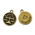 Retro bronze Libra zodiac round pendant showing front and back views for jewelry making - Libra Style (7) / 1 Piece (15x12mm) / Antique Bronze