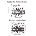 Detail of Enjoy the kitchen wall sticker showing layout sheet and finished size dimensions - 33*39CM/FX-A291