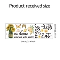 Detailed view of sunflower wall decals with butterfly motifs and home blessing quotes - 30x90cm