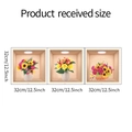 Set van 3 3D-muurstickers met nisplanten en afmetingen van 32x32cm voor wanddecoratie - 32x32cm (FX-D433)