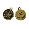 Antique bronze Sagittarius zodiac coin pendant with double-sided engraving for DIY jewelry - Sagittarius Style (9) / 1 Piece (15x12mm) / Antique Bronze