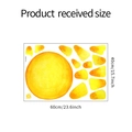 Detail view of 60x40cm watercolor sun wall decal set layout with dimension marking - 40x60cm (FX-E269)