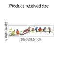 Detail view of colorful bird wall stickers on branches with dimensions 98cm x 24cm - Colorful Birds Style (FX-F483)