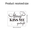 Detail van afmetingen voor Always Kiss Me Goodnight muursticker met hartjesmotieven - 40x50cm