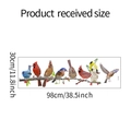 Detailliertes Größenlayout für Vogel-Wandaufkleber mit den Maßen 30 cm mal 98 cm Dekor - 30x98cm