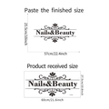 Detail view of Nails & Beauty wall sticker dimensions and layout measurements for salon decor - 27.5*60CM/FX-A299